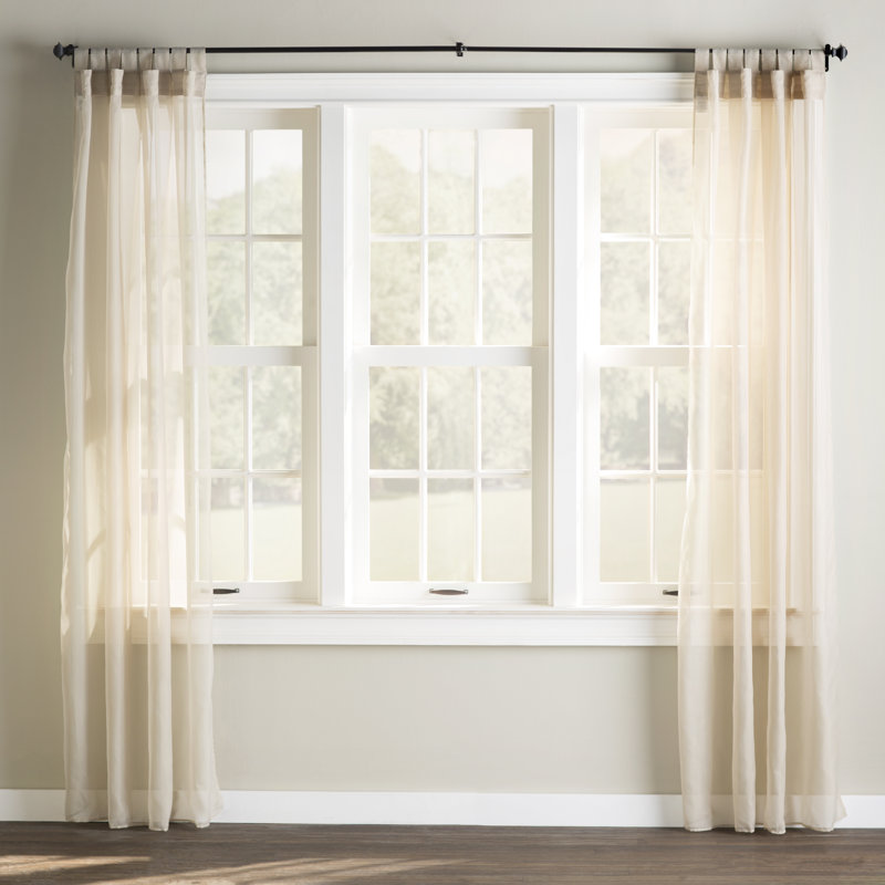 Hottinger Solid Sheer Outdoor Tab Top Single Curtain Panel, 54" W x 96" L, White