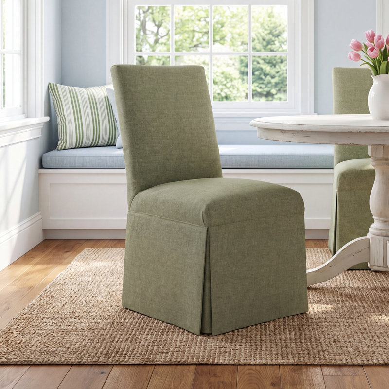 Silvia 20'' H Upholstered Parsons Chair, Classic Talc Linen