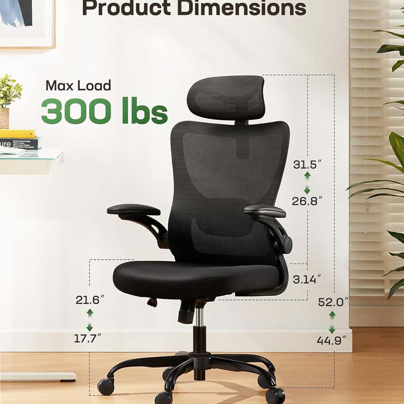 Ergonomic Game Chairs With Headrest Mesh Computer Desk Chair With Adjustable Lumbar Support Rolling Work Swivel Task Chairs With Wheel 3D Armrests