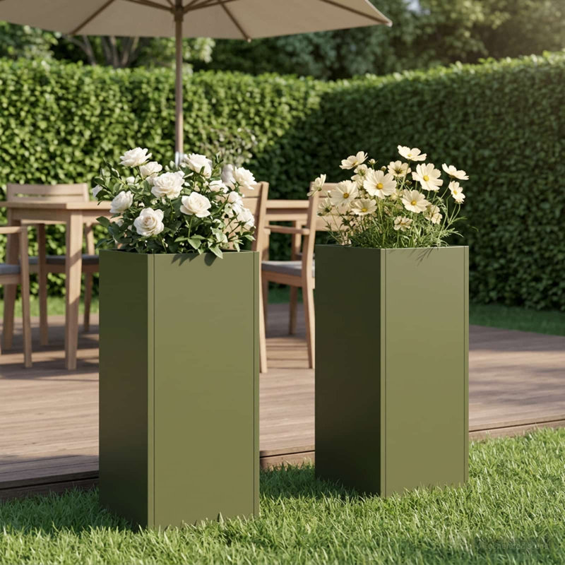 Planter, 2, Olive Green, 40cm H x 20cm W x 20cm D
