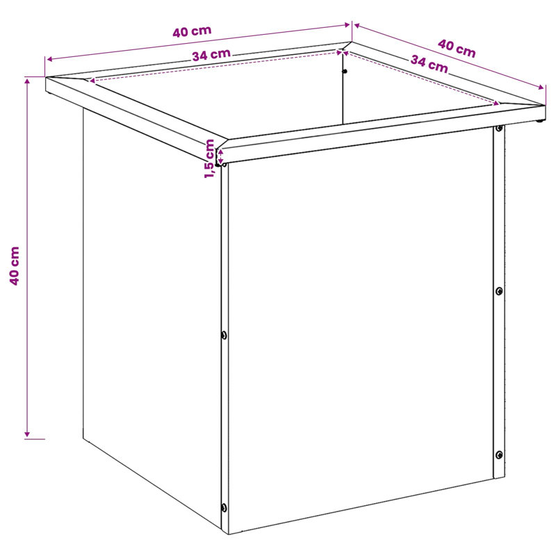 Outdoor Planter Box, 40cm H x 40cm W x 40cm D, 1
