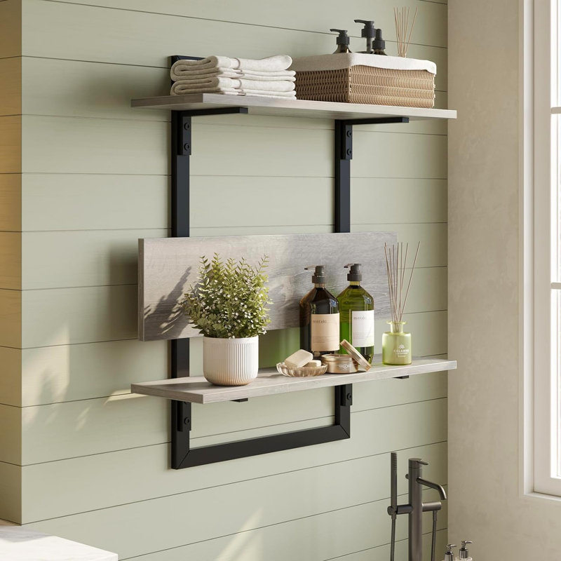 Rangement pour salle de bain Kaijah, Chêne gris rétro