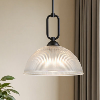 12’’ Pendant Light With Ribbed Glass Shade