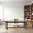 Rectangular solid wood desk in imitation cement gr