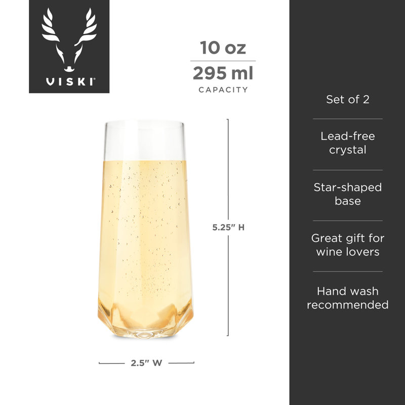 Seneca Faceted Crystal Stemless Champagne Flutes