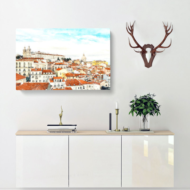Alfalma Lisbon Portugal Skyline - Wrapped Canvas Painting, 35cm H x 50cm W x 3cm D