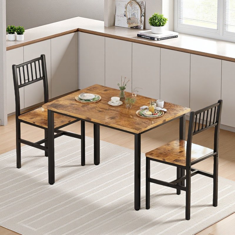 Small Kitchen Table Set For 2 With Chairs, 3 Piece Dining Table Set, Wood Breakfast Nook Table And Chairs Set For Small Space Dining Room,Apartment