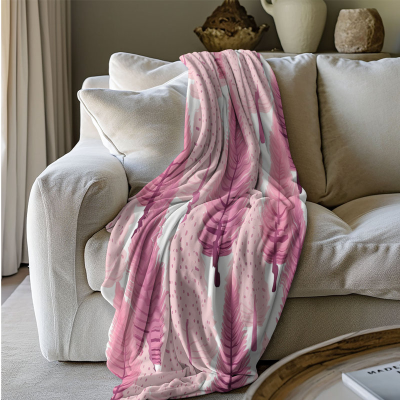 Jeté en pin rose 1 pièce Premium Sherpa, Lit simple