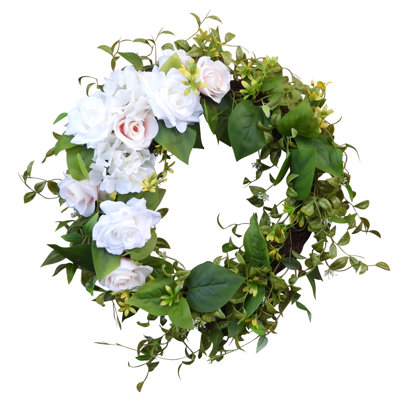 Faux Rose Hydrangea 24'' Wreath