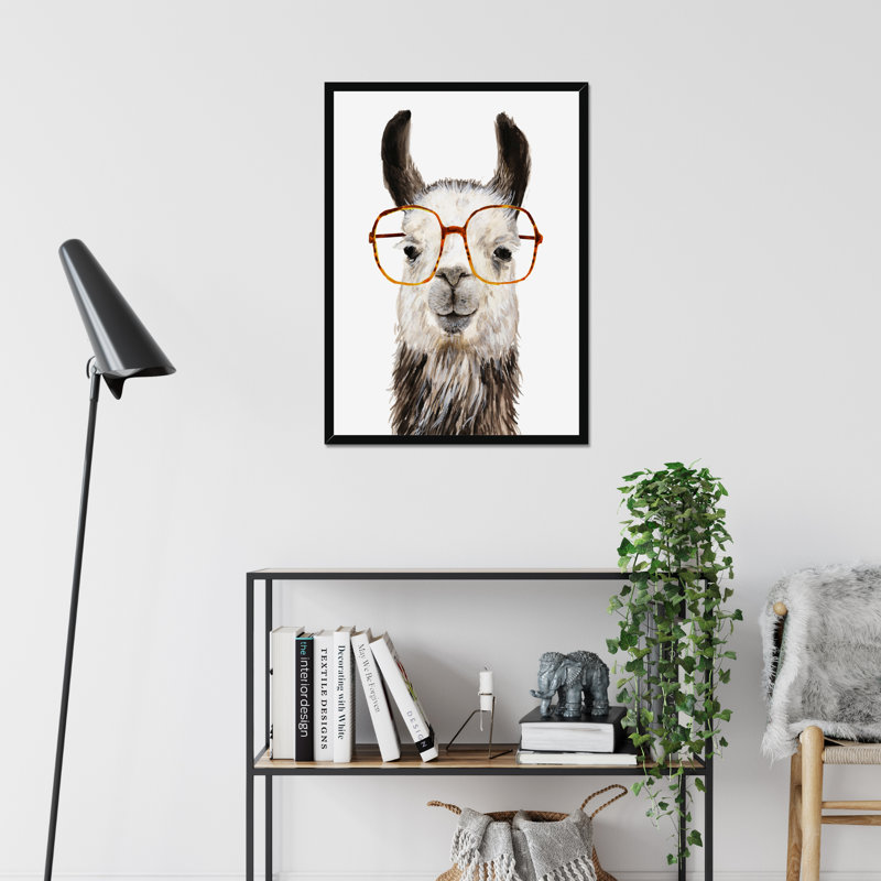 Hip Llama III by Victoria Borges - Painting, Black Framed Paper Print, 80cm H x 55cm W