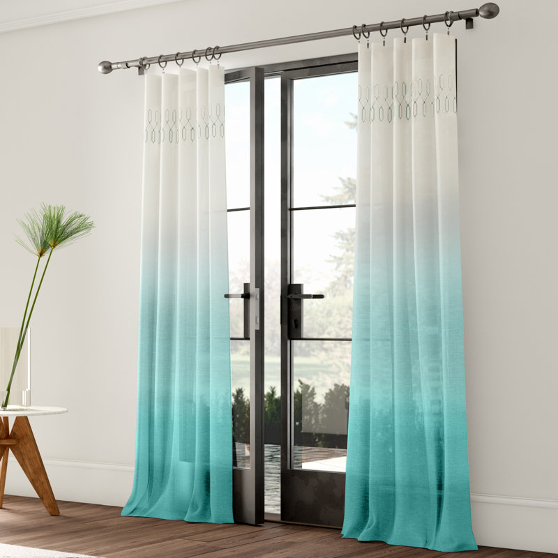 Signature Arashi Fashion Ombre Window  Curtain, 52 Inches Wide x 84 Inches Long, Single Window Curtain Panel, Indigo, Indigo