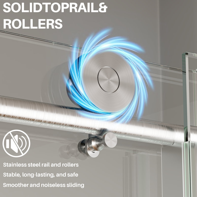Portes de baignoire et de douche sans cadre peu encombrantes, verre trempé transparent, conception moderne en nickel brossé