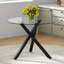 Compact Glass Dining Table, 39" Round, Modern Metal Frame For Kitchens