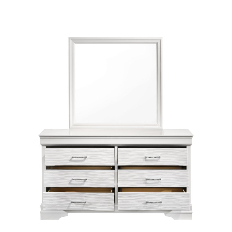 Ensemble de chambre à coucher standard 4 pièces Mayodan, Grand, Blanc