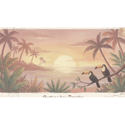 Tropical Sunset Wallpaper Toucan Vintage Wall Mural