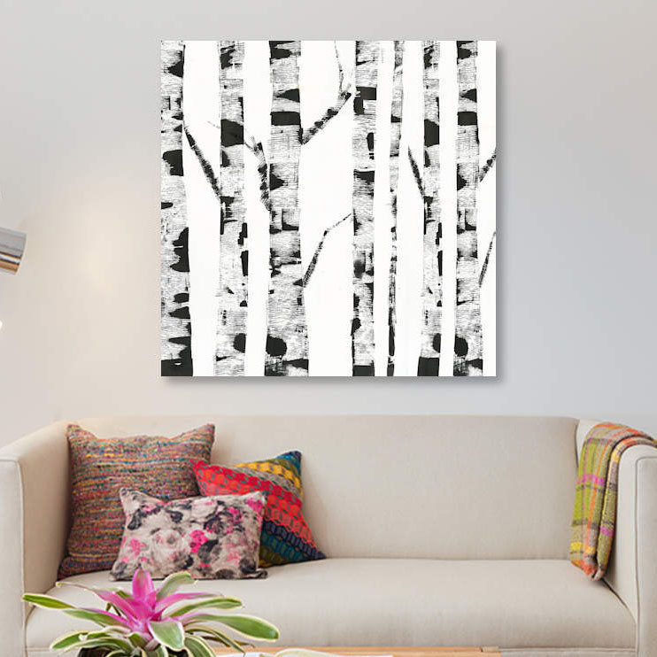 « white bouleau », impression sur toile, H 48 po x l 48 po x P 1,5 po, Pas de tapis, Toile tendue