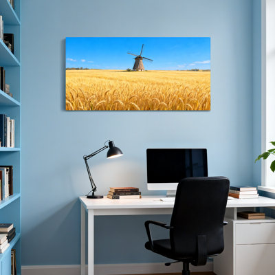 Scénario et paysages urbains, champ de blé doré, moulin à vent, paysage sur toile