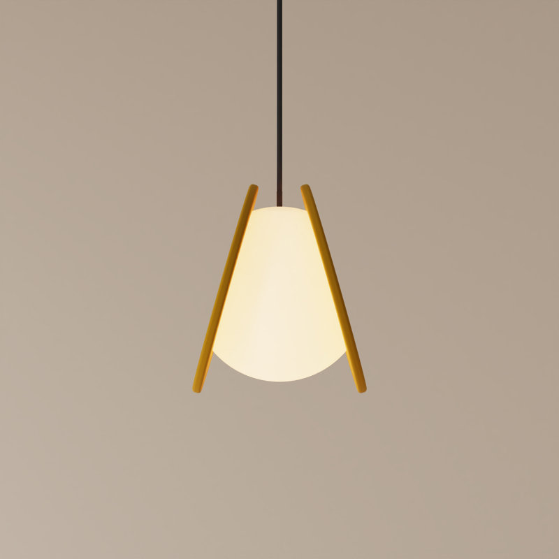 Pendulum Pendant Light, 14" H x 9.69" W x 8.03" D, Black, Mustard