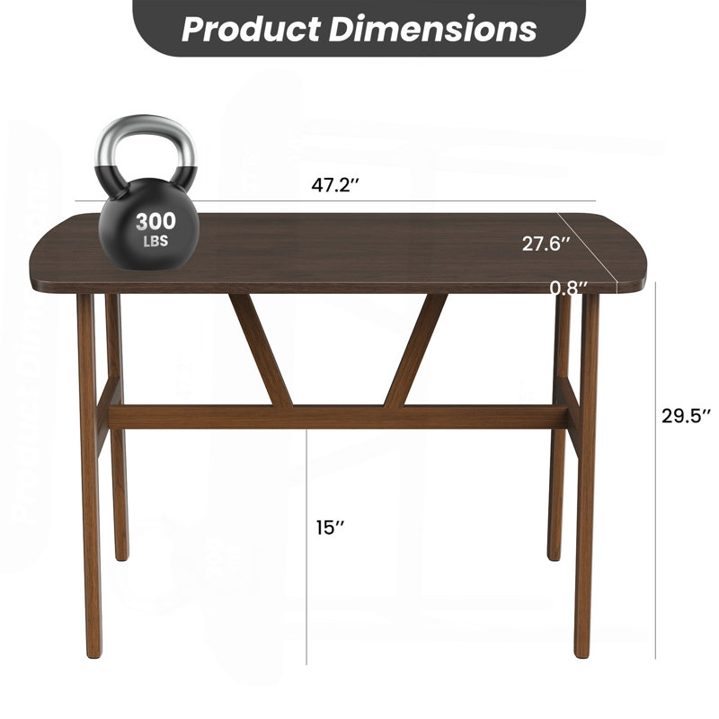 Table de salle à manger pour 4 à 6 personnes, table de cuisine rectangulaire en bois, table de salle à manger moderne avec structure en métal robuste pour la salle à manger, cuisine, 47,2 pouces, noyer foncé