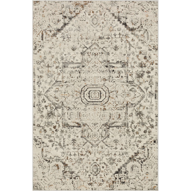 Castor Cream Ornamental Medallion Area Rug, Rectangle 7'10" x 10'