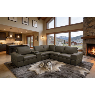 Large Arm Leather Match Upholstery Modular Sectional