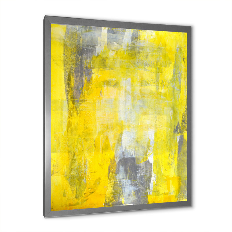 «Gray and Yellow Merging Abstract IV», reproduction d'art moderne et contemporaine sur toile, H 12 po x l 8 po x P 1,5 po