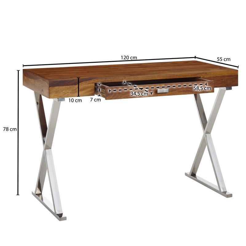 Alrick Stainless Steel Writing Desk, Chrome