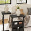 Table de bout en forme de C avec sac de rangement, table d'appoint coulissante sous le canapé, rangement robuste à plusieurs niveaux pour le salon et la chambre à coucher