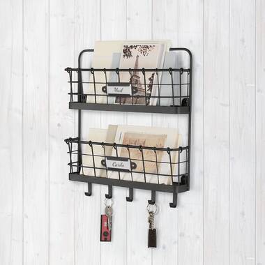 4D Concepts Wall Organizer/Brown Fir Wood and Black Metal