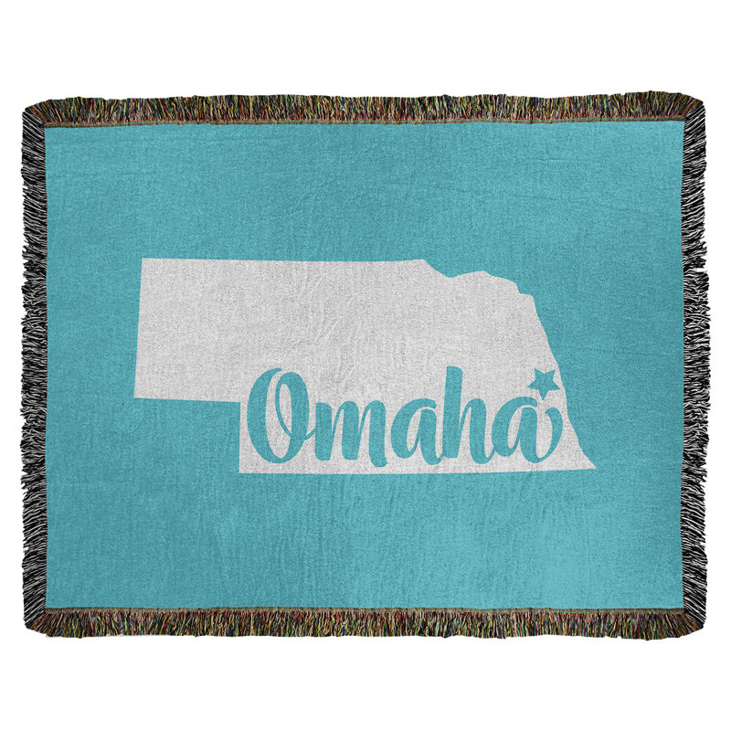 Jeté en coton omaha nebraska, 37 po x 52 po, Bleu sarcelle
