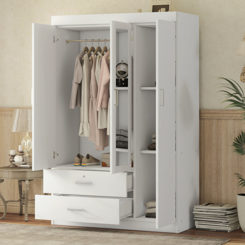 Armoire à miroir avec tablettes, Blanc