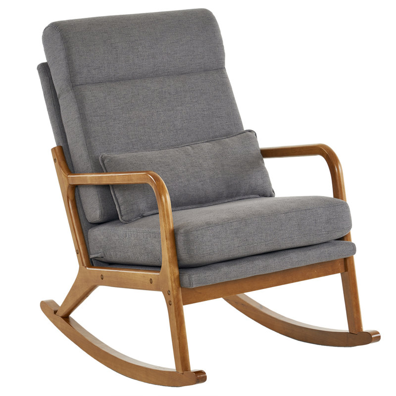 Chaise berçante rembourrée à haut dossier 39,37 po Vanscoy, Gris / brun
