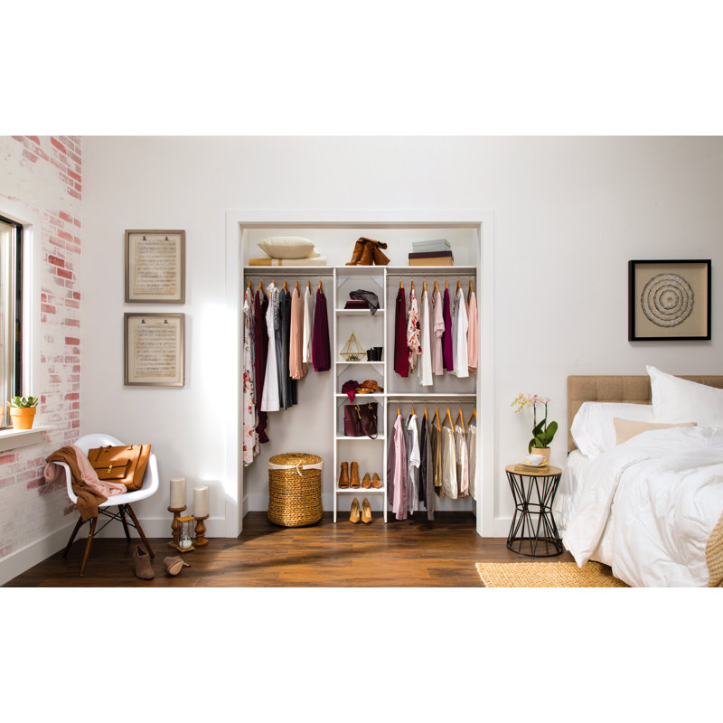 SuiteSymphony Wardrobe Starter Kit With Clothes Rails and Shelving fits Closets up to 274cm wide