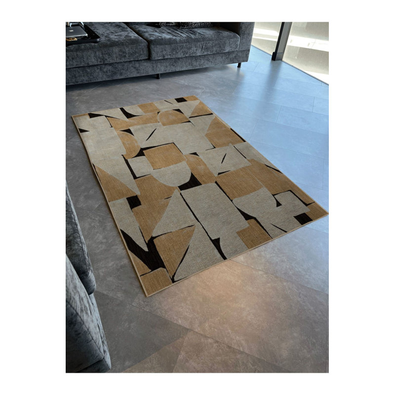 Themed Abstract Geometric Patterned Creative Modern Decorative Washable Rug, Runner 2'6" x 6'7" Rug Pad Included