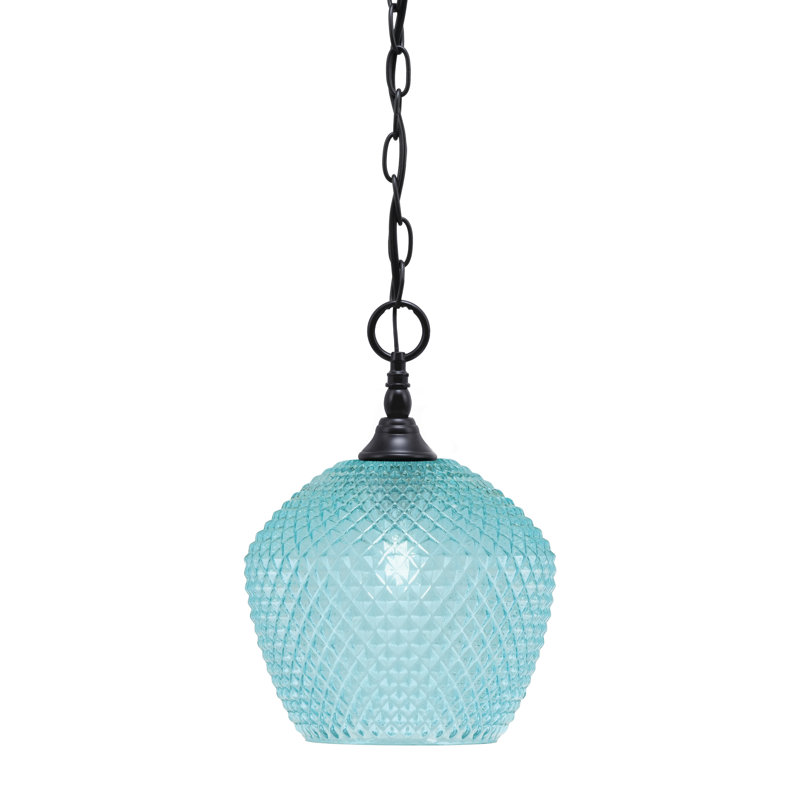 Mini-luminaire suspendu en chaîne avec verre, Noir mat