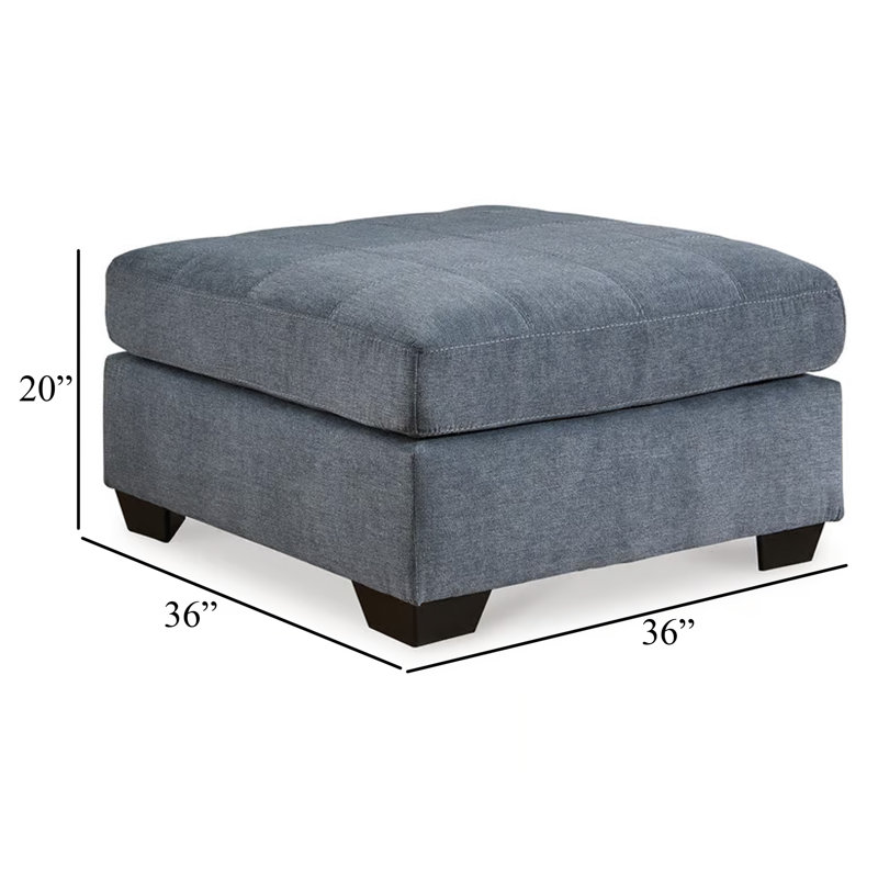 Repose-pieds surdimensionné Marlow, détails de coutures, polyester 36 pouces, Bleu denim discret