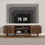 Meuble télé de style Mid-Century pour téléviseur de 65 po ou moins, console média en noyer avec portes cannelées et tablettes réglables, centre de divertissement 54,3 po, noyer-1520413004