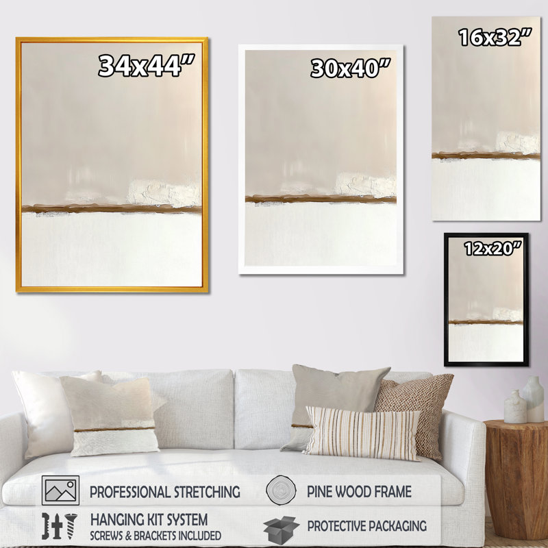 «Gold White Shadow Lines Abstract», impression sur toile encadrée minimaliste, art mural minimaliste doré, H 20 po x l 12 po