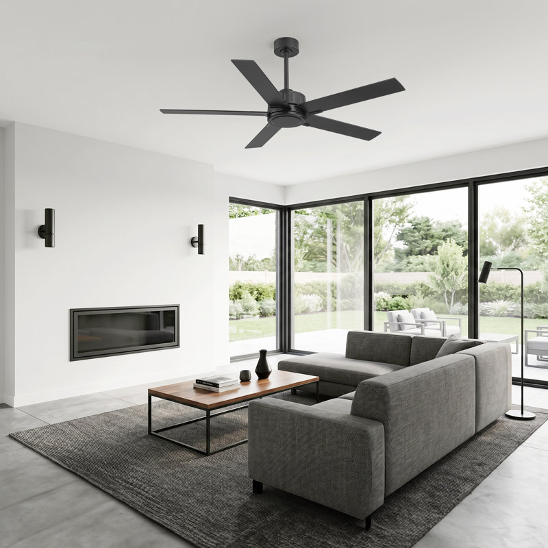 Ventilateur de plafond 56 po moderne sans lumière avec télécommande, moteur à courant continu réversible, ventilateur de plafond intérieur à 6 vitesses pour chambre à coucher, salon et patio