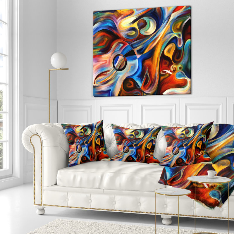 Abstract Music and Rhythm - Abstract Printed Pillow, Red/Blue