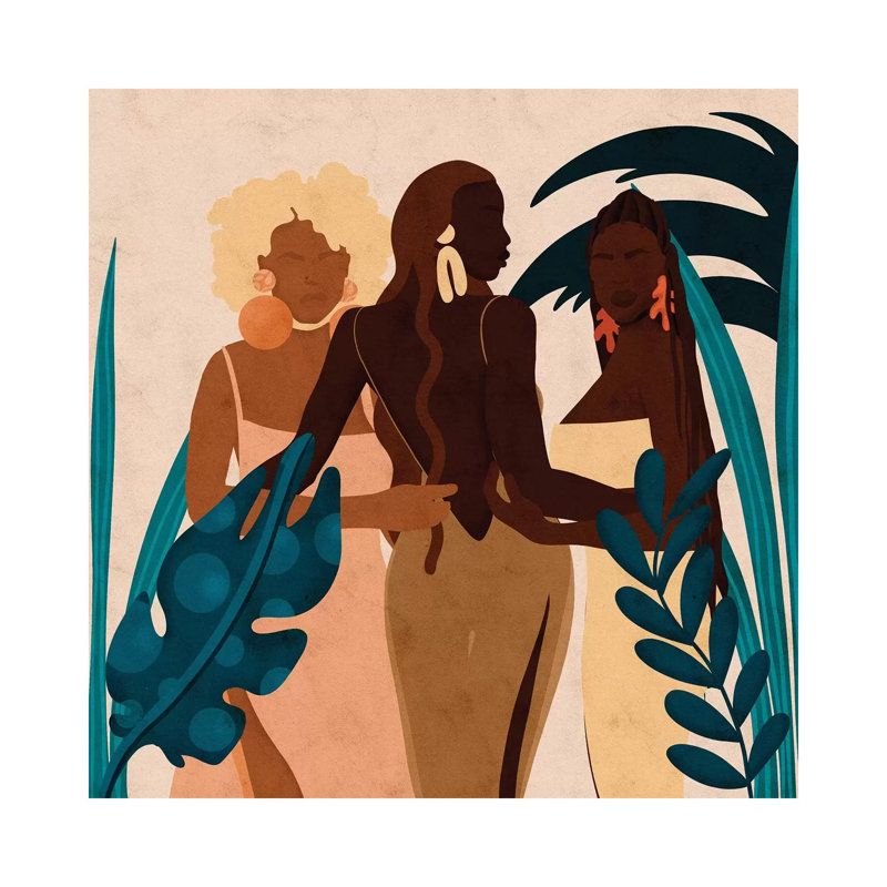 Sœurs carrées par Reyna Noriega - impression d'art graphique, H 37 po x l 37 po x P 1,5 po, Toile tendue, Pas de tapis