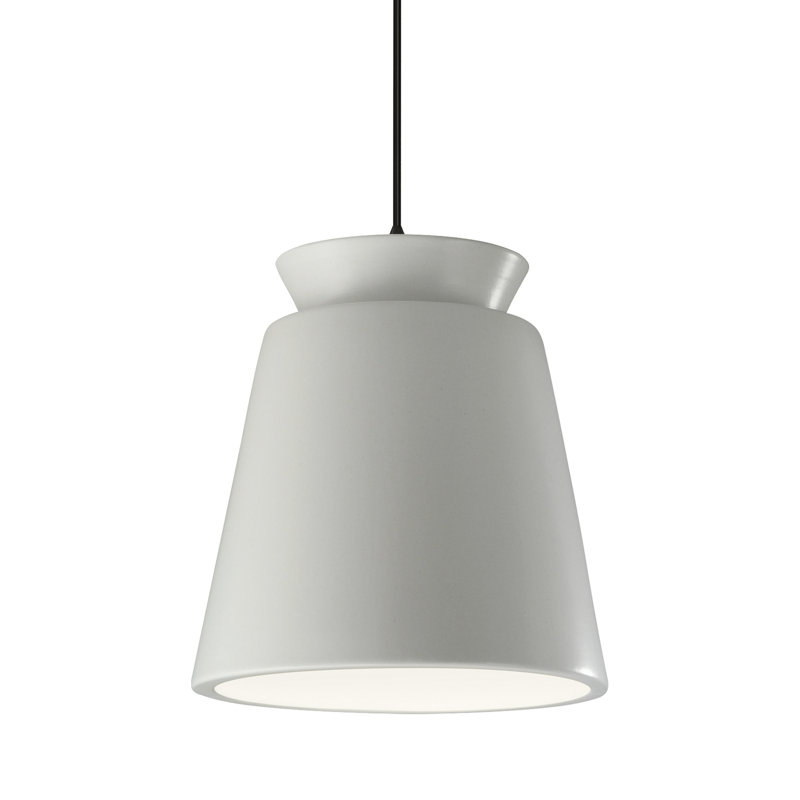 Luminaire suspendu conique à 1 lumière Logan, Blanc mat, Matte Black, Non