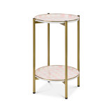 Mocha Check Enamel 2-Tier Cocktail Table
