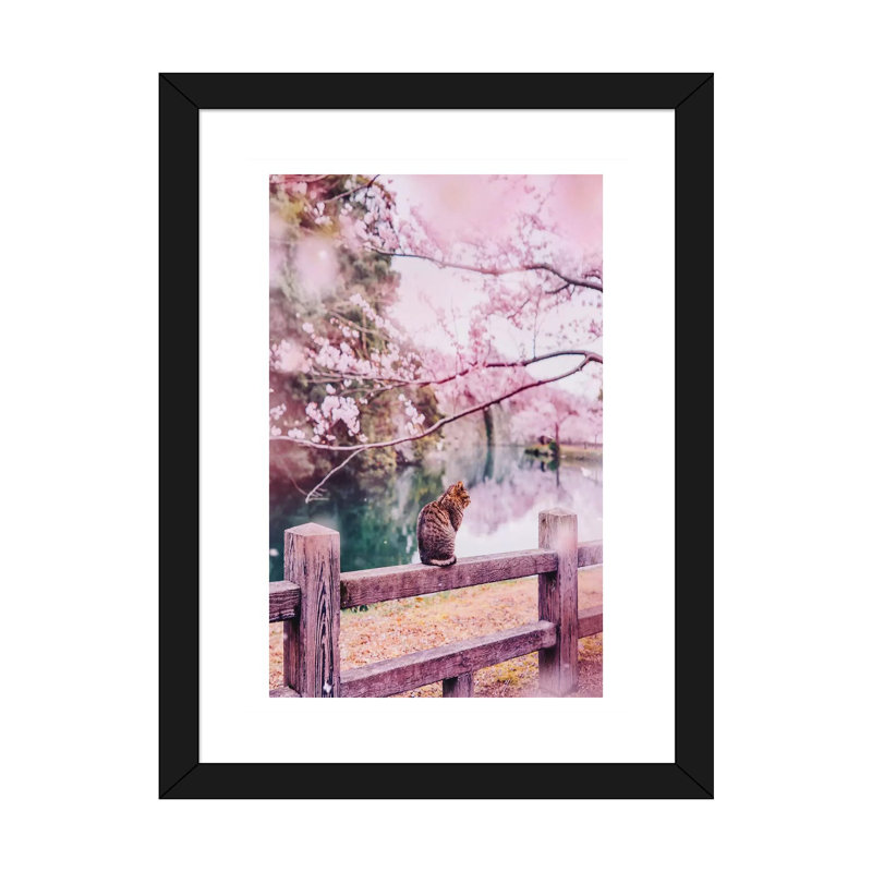 «Tender And Pink» - Imprimé, H 24 po x l 16 po x P 1 po, Papier beaux-arts encadré noir, Blanc mat