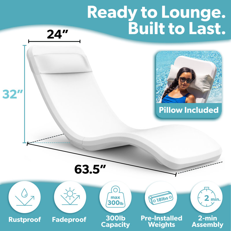 Coast Modern In Pool Lounge Chair - Waterproof & Weighted Pool Chaise Lounger - Outdoor Pool Furniture for Patio or In Baja Shelf