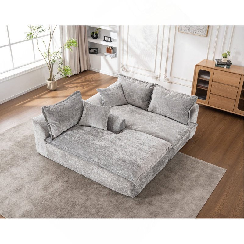 Canapé modulaire 103 po avec méridienne en forme de L, canapé modulaire désossé large de 103 po pour le salon, aucun assemblage requis