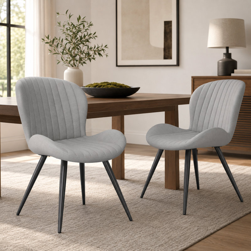 Chaise rembourrée avec pieds en métal, Gris clair