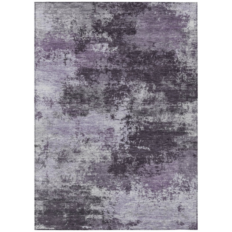 Tapis intérieur lavable abstrait mauve et ivoire 9 pi x 12 pi