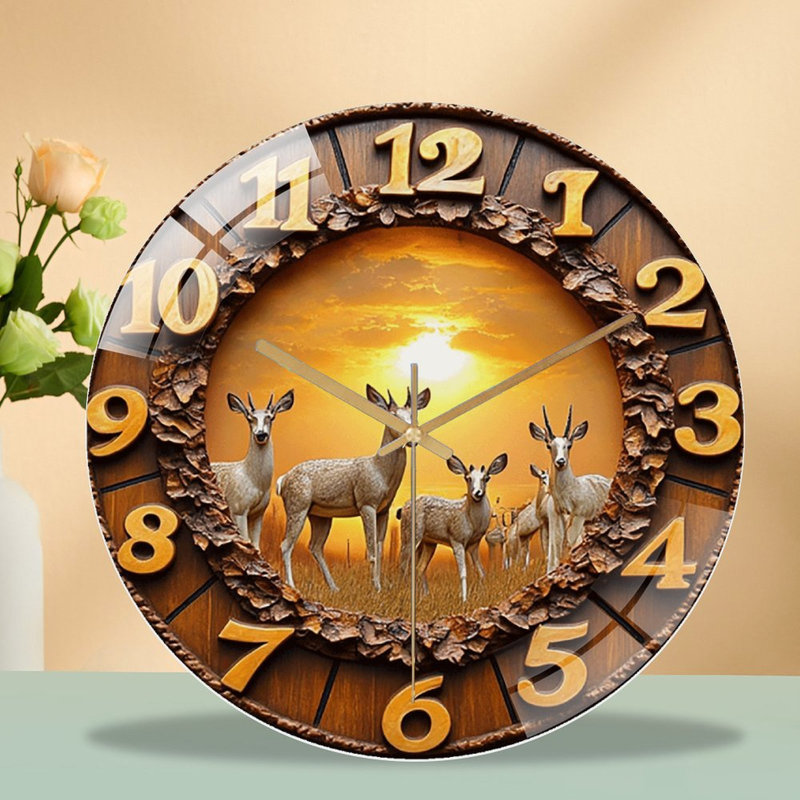 Horloge murale en bois Antelope Sunset
