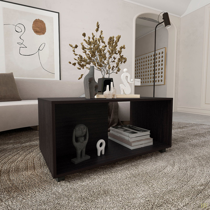 Patrick 36" Wide Coffee Table, Mobile, One Shelf, Rectangular, Living Room, 45.13" H x 36.16" L x 19.83" W